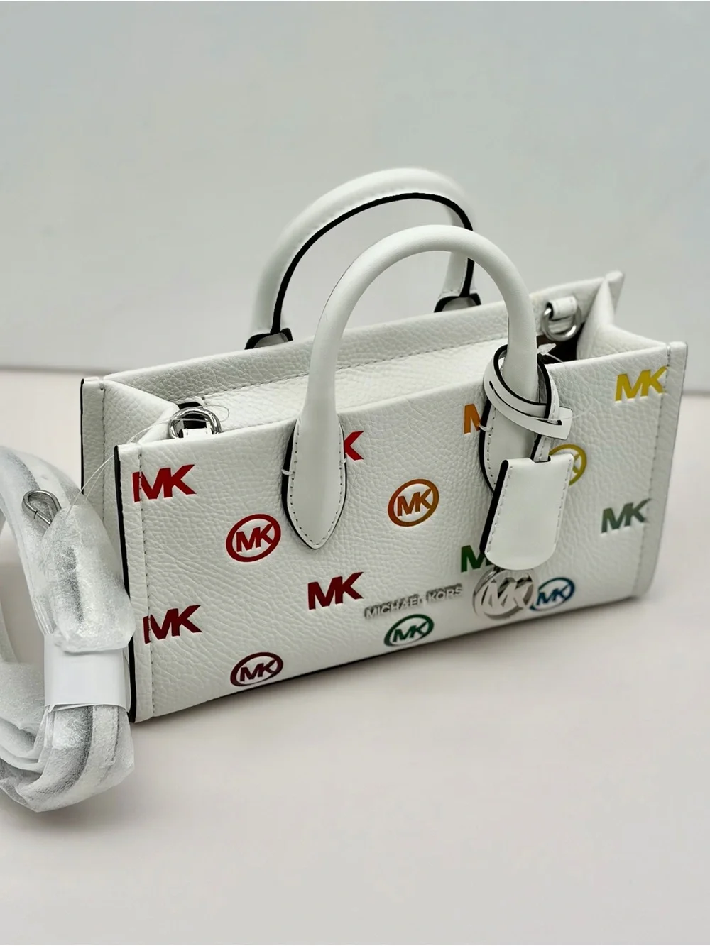 Michael Kors Mirella Small Rainbow Logo Embossed Convertible Crossbody Bag